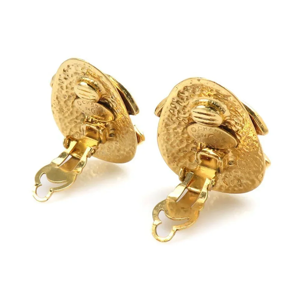 CHANEL Gold Logo Earrings